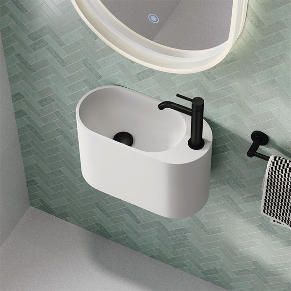 Ari Solid Surface Wall Basin, 1 Tap Hole