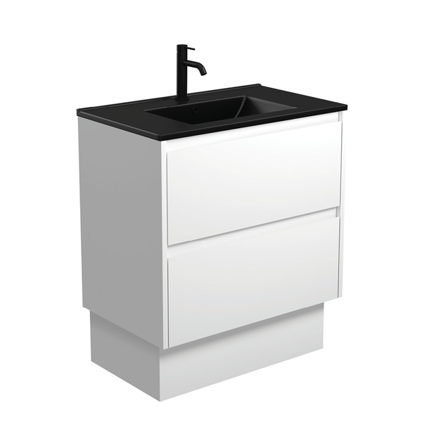 Dolce Matte Black Amato 750 Satin White Vanity On Kick