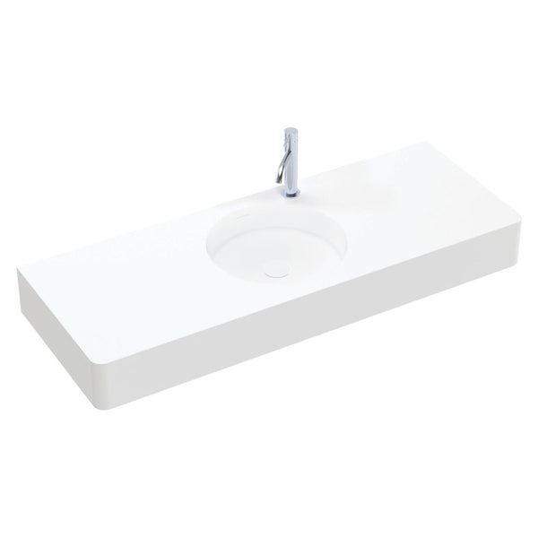 Encanto 1200 Solid Surface Wall Basin, Centre Bowl, 1 Tap Hole