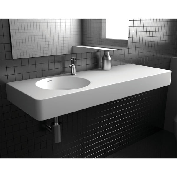 Encanto 1200 Solid Surface Wall Basin, Left-Hand Bowl, 1 Tap Hole