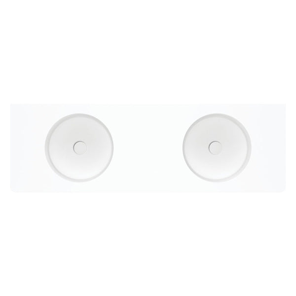 Encanto 1400 Solid Surface Wall Basin, Double Bowl, No Tap Hole