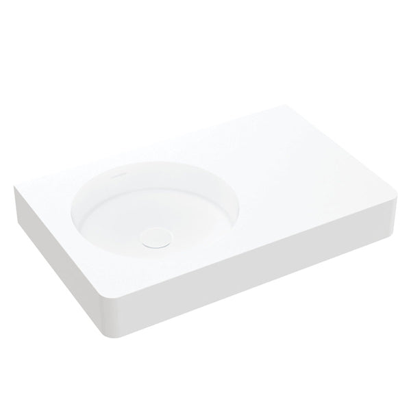 Encanto 700 Solid Surface Wall Basin, No Tap Hole