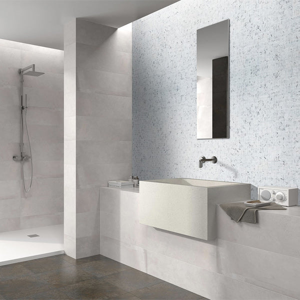 312x495mm Ezarri Pool Mosaic - Zen Stone Carrara 25mm Safe (Anti-Slip)