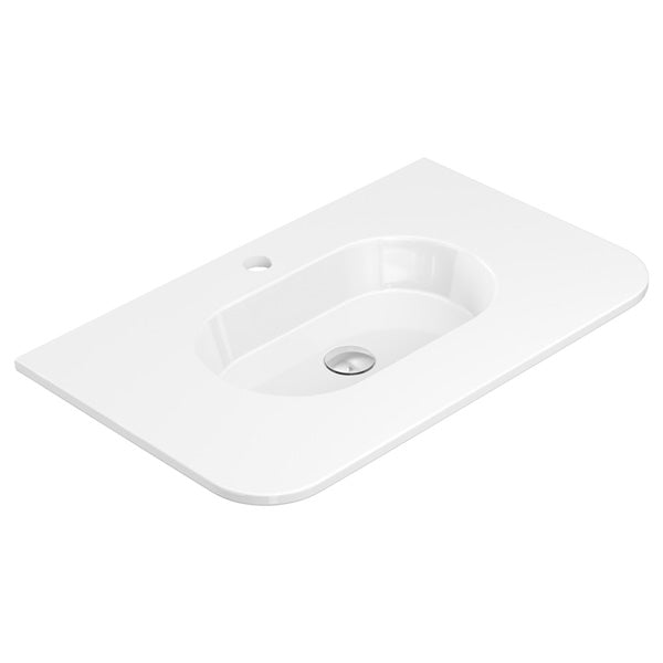 Lola Gloss Full Depth Curved Ceramic Basin Top 750mm 1TH