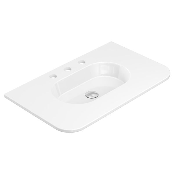 Lola Gloss Full Depth Curved Ceramic Basin Top 750mm 3TH