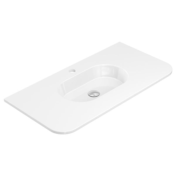 Lola Gloss Full Depth Curved Ceramic Basin Top 900mm 1TH