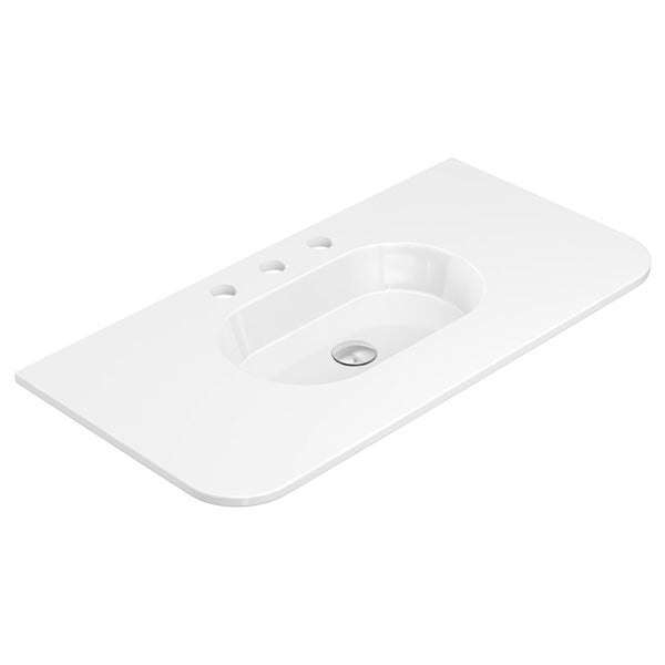 Lola Gloss Full Depth Curved Ceramic Basin Top 900mm 3TH