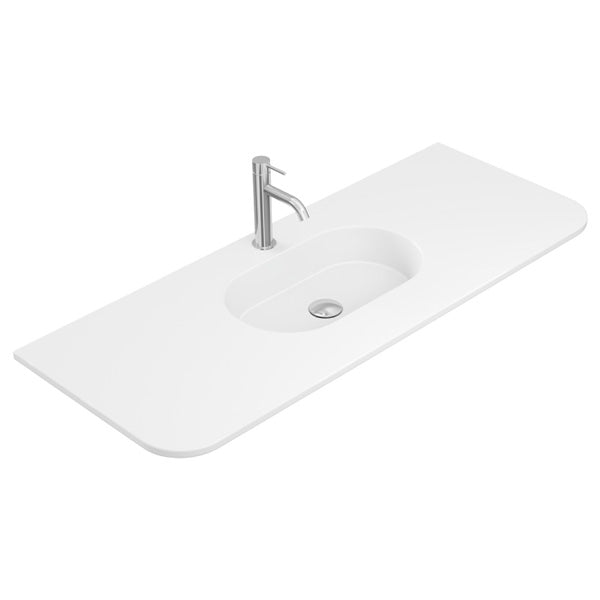 Lola Matte Full Depth Curved Ceramic Basin Top 1200mm 1TH