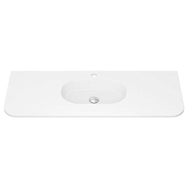 Lola Matte Full Depth Curved Ceramic Basin Top 1200mm 1TH