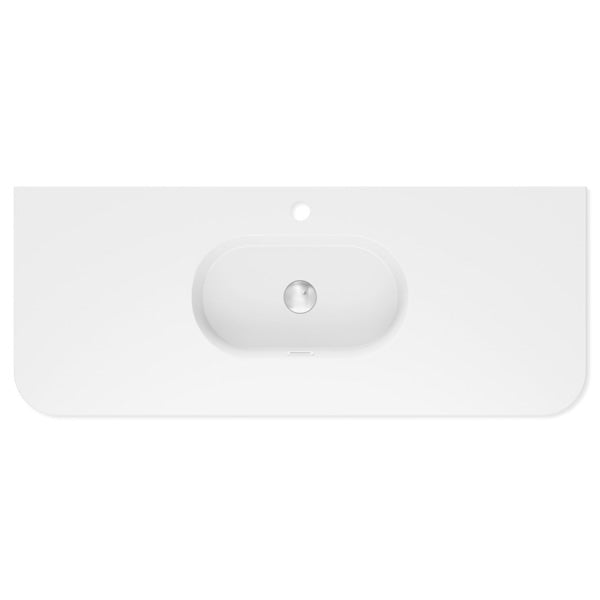 Lola Matte Full Depth Curved Ceramic Basin Top 1200mm 1TH