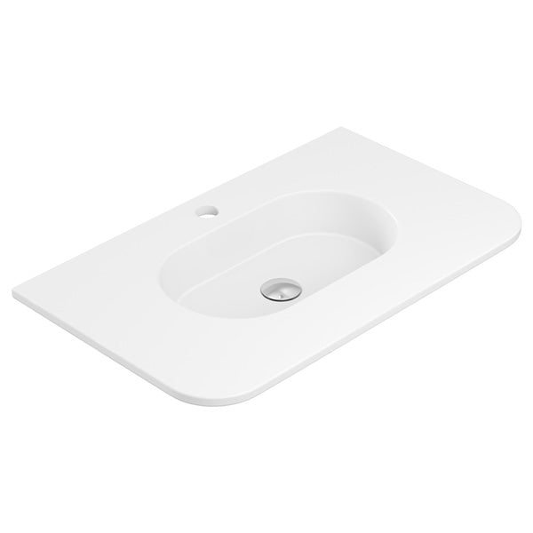 Lola Matte Full Depth Curved Ceramic Basin Top 750mm 1TH