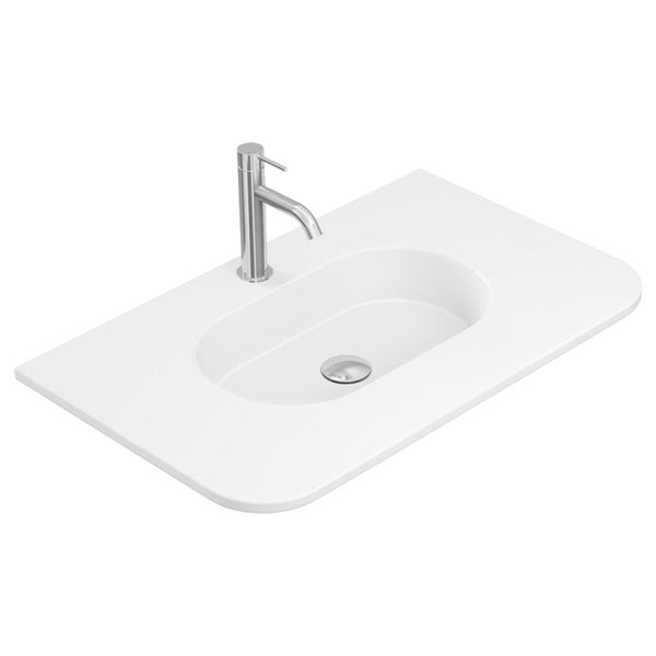 Lola Matte Full Depth Curved Ceramic Basin Top 750mm 1TH