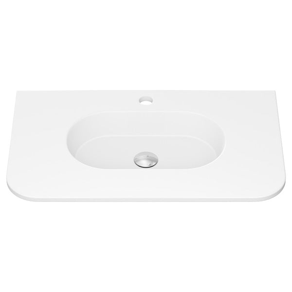 Lola Matte Full Depth Curved Ceramic Basin Top 750mm 1TH