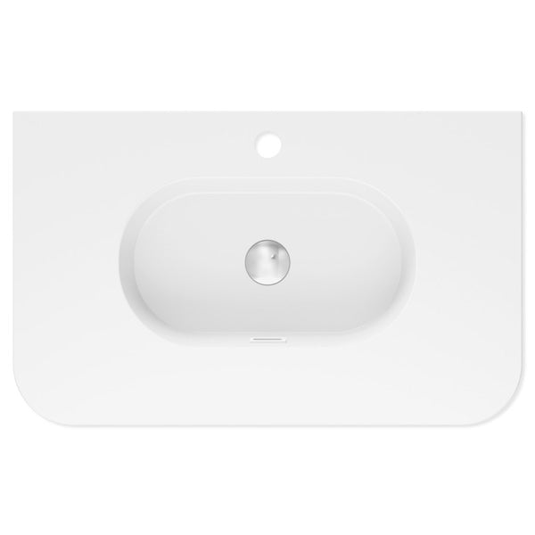 Lola Matte Full Depth Curved Ceramic Basin Top 750mm 1TH