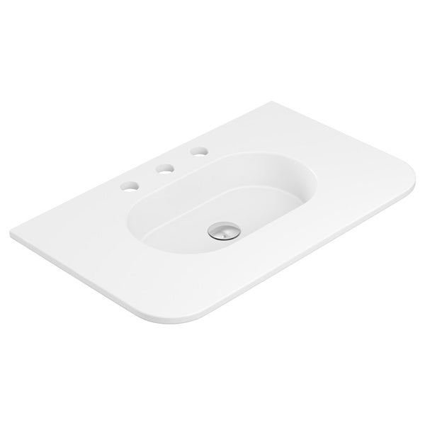 Lola Matte Full Depth Curved Ceramic Basin Top 750mm 3TH