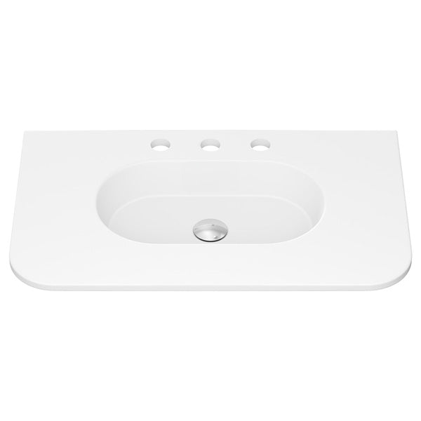 Lola Matte Full Depth Curved Ceramic Basin Top 750mm 3TH