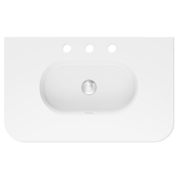 Lola Matte Full Depth Curved Ceramic Basin Top 750mm 3TH