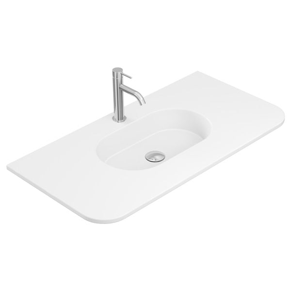 Lola Matte Full Depth Curved Ceramic Basin Top 900mm 1TH