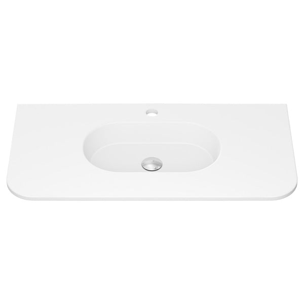 Lola Matte Full Depth Curved Ceramic Basin Top 900mm 1TH