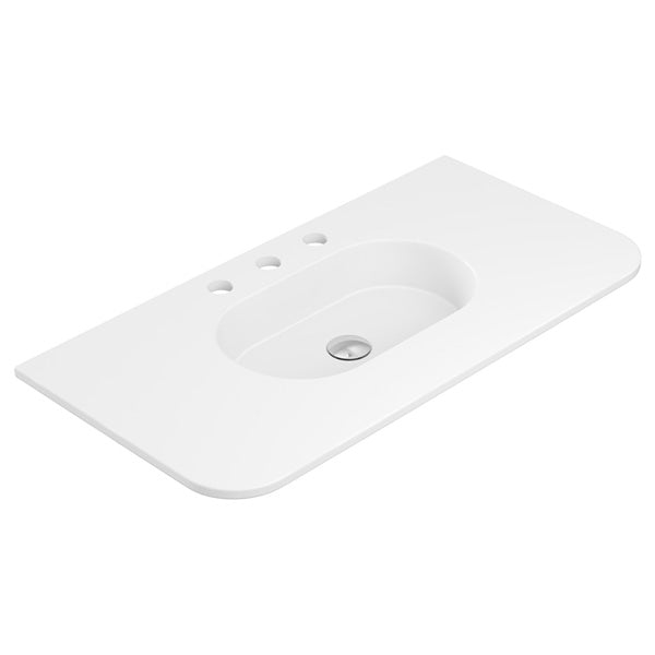 Lola Matte Full Depth Curved Ceramic Basin Top 900mm 3TH