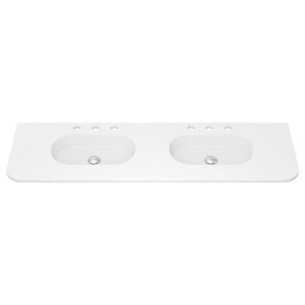 Lola Matte Full Depth Curved Ceramic Basin Top Double Bowl 1500mm 3TH