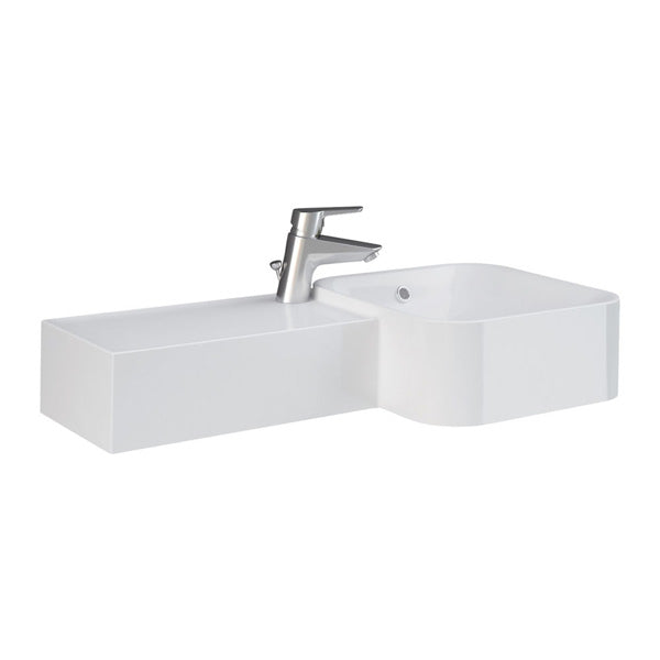 RAK Petit Square Wall Basin, Left Edge, 1 Tap Hole