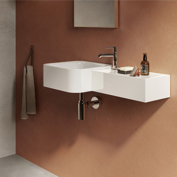 RAK Petit Square Wall Basin, Right Edge, 1 Tap Hole