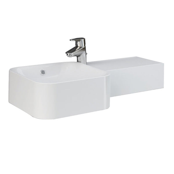 RAK Petit Square Wall Basin, Right Edge, 1 Tap Hole