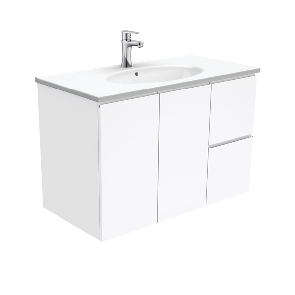 Rotondo Fingerpull Gloss White 900 Wall-Hung Vanity