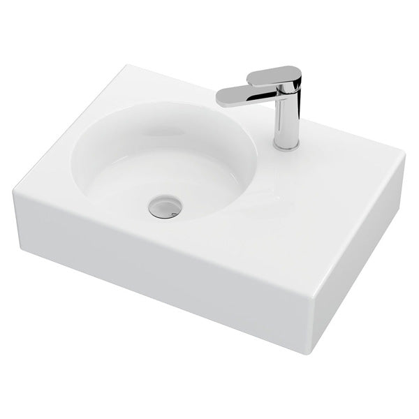 Reba Left Bowl Wall Basin, 1 Tap Hole