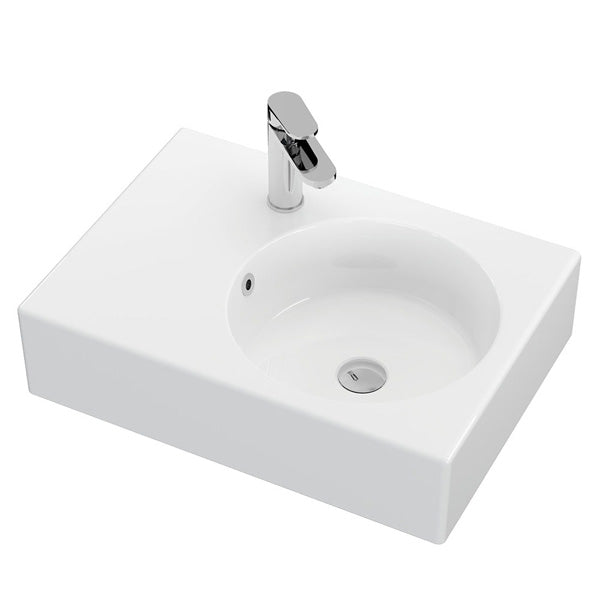 Reba Right Bowl Wall Basin, 1 Tap Hole